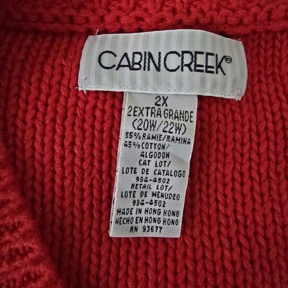 Red Cable Knit Cardigan Sweater size 2X - Picture 6 of 12
